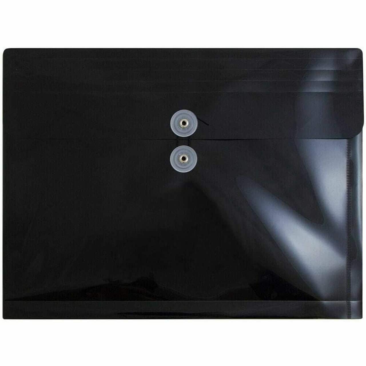 JAM Paper 9.75" x 13" Black Plastic Button String Expansion Booklet Envelopes, 108ct.